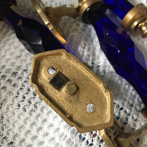 Vintage beautiful cobalt blue glass&brass pulls for cabinets, dressers, whatever solofficialkw.com